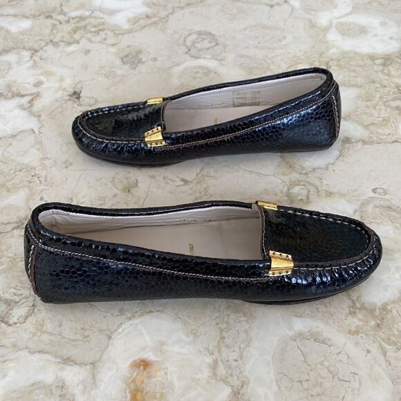 Bruno Magli Snake Embossed Leather Driving Flats Loafers - Picture 8 of 15